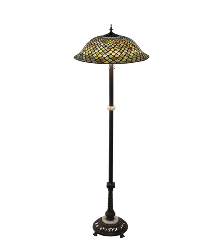 Meyda Tiffany - 229070 - Three Light Floor Lamp - Fishscale - Mahogany Bronze