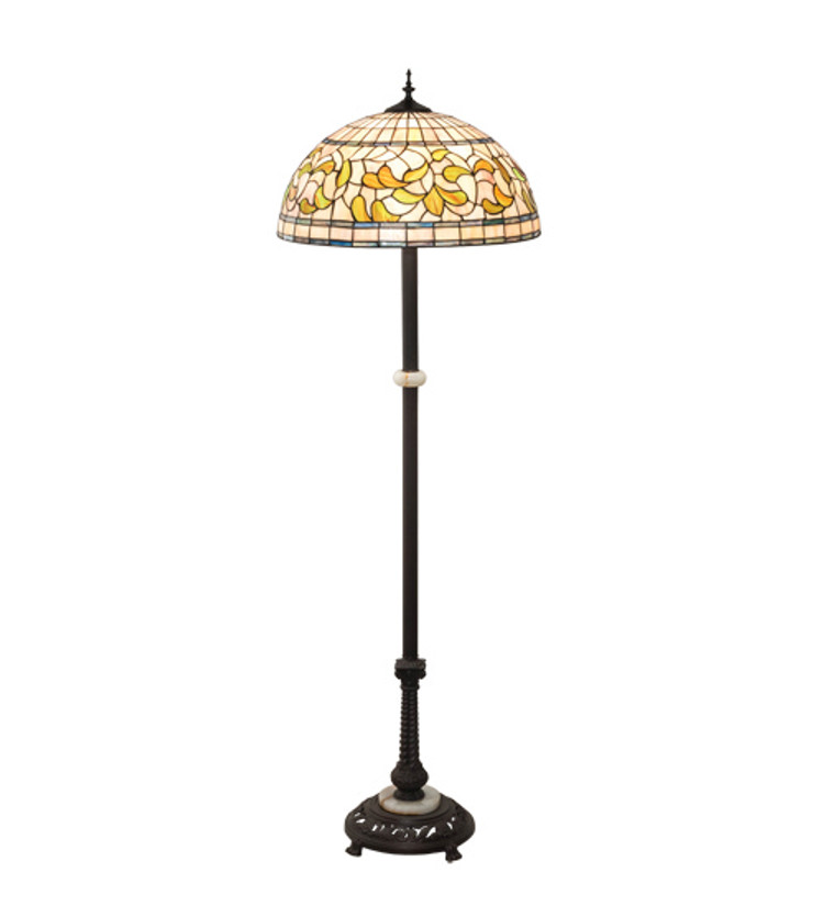 Meyda Tiffany - 229125 - Three Light Floor Lamp - Tiffany Turning Leaf - Mahogany Bronze