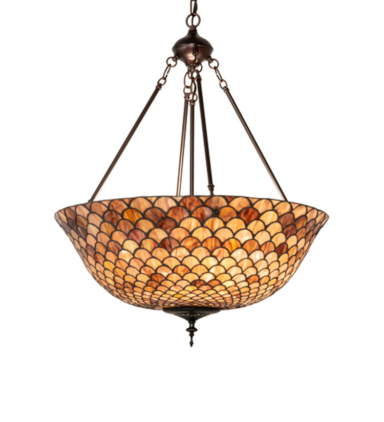 Meyda Tiffany - 230951 - Three Light Pendant - Tiffany Fishscale - Mahogany Bronze