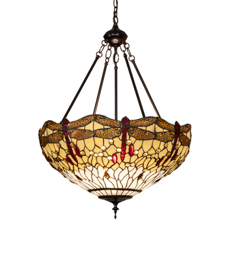 Meyda Tiffany - 231114 - Three Light Pendant - Tiffany Hanginghead Dragonfly - Mahogany Bronze Meyda Tiffany - 231114 - Three Light Pendant - Tiffany Hanginghead Dragonfly - Mahogany Bronze