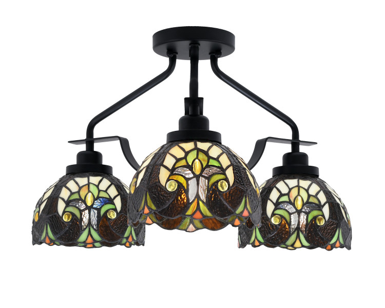 Toltec Lighting - 2607-MB-9945 - Three Light Semi-Flush Mount - Odyssey - Matte Black