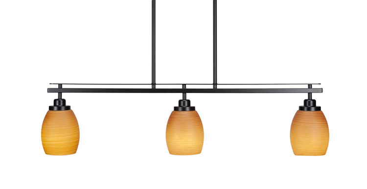 Toltec Lighting - 2636-MB-625 - Three Light Island Pendant - Odyssey - Matte Black
