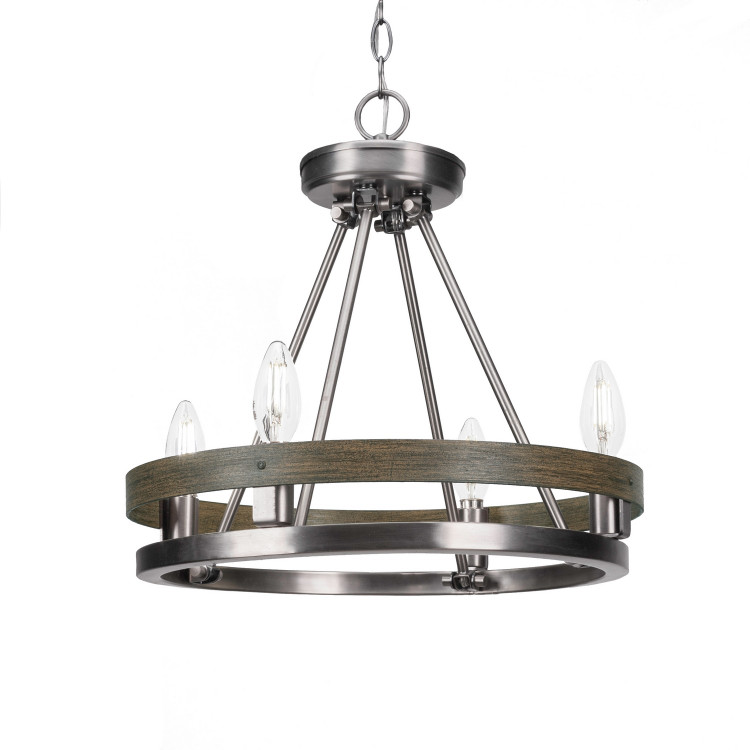 Toltec Lighting - 2704-GPDW - Four Light Chandelier - Belmont - Graphite & Distressed Wood