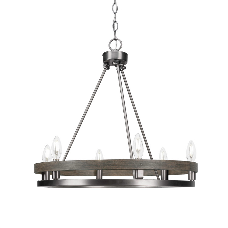 Toltec Lighting - 2706-GPDW - Six Light Chandelier - Belmont - Graphite & Distressed Wood