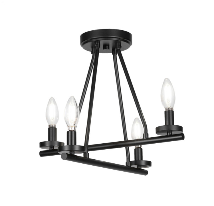 Toltec Lighting - 2807-MB - Four Light Semi-Flush Mount - Trinity - Matte Black