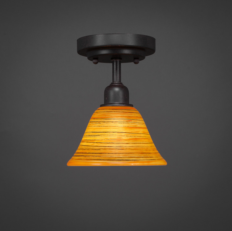 Toltec Lighting - 280-DG-454 - One Light Semi Flush - Vintage - Dark Granite