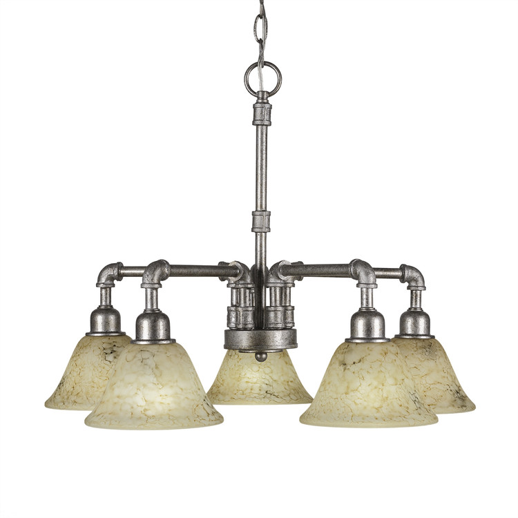 Toltec Lighting - 285-AS-508 - Five Light Chandelier - Vintage - Aged Silver
