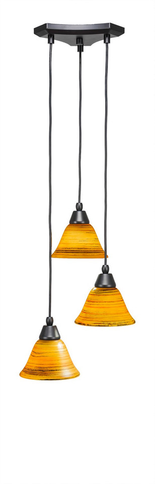 Toltec Lighting - 28-MB-454 - Three Light Mini Pendant - Europa - Matte Black