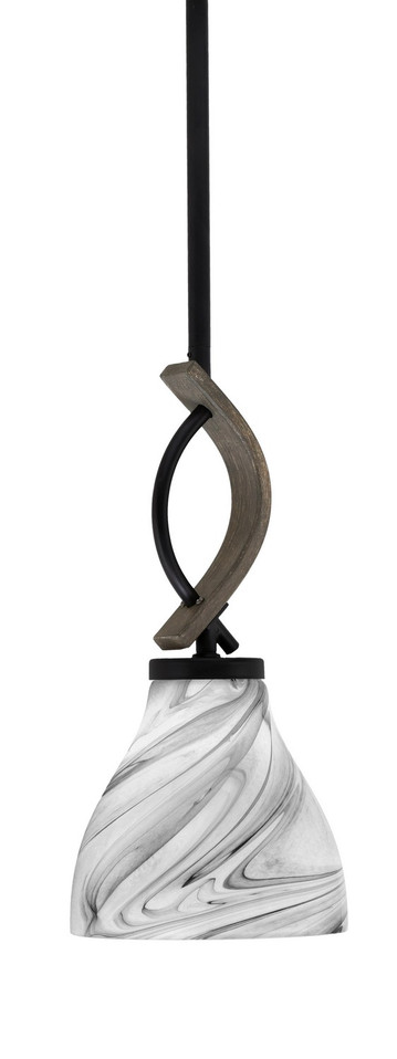 Toltec Lighting - 2901-MBDW-4769 - One Light Mini Pendant - Monterey - Matte Black & Painted Distressed Wood-look Metal