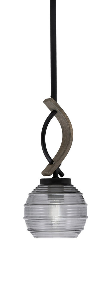 Toltec Lighting - 2901-MBDW-5112 - One Light Mini Pendant - Monterey - Matte Black & Painted Distressed Wood-look Metal