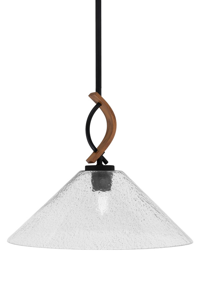 Toltec Lighting - 2901-MBWG-2162 - One Light Mini Pendant - Monterey - Matte Black & Painted Wood-look Metal