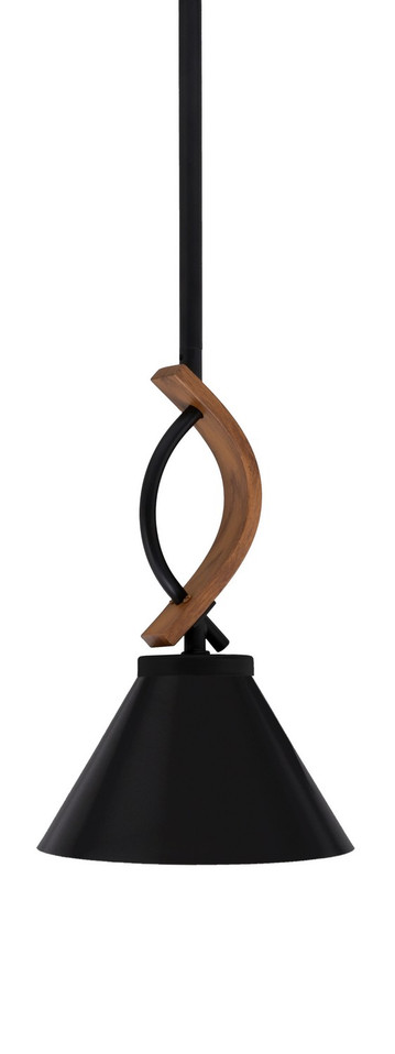 Toltec Lighting - 2901-MBWG-421-MB - One Light Mini Pendant - Monterey - Matte Black & Painted Wood-look Metal