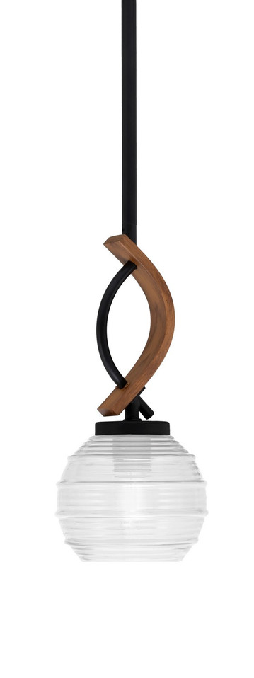 Toltec Lighting - 2901-MBWG-5110 - One Light Mini Pendant - Monterey - Matte Black & Painted Wood-look Metal
