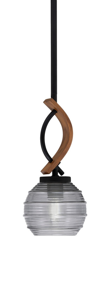 Toltec Lighting - 2901-MBWG-5112 - One Light Mini Pendant - Monterey - Matte Black & Painted Wood-look Metal