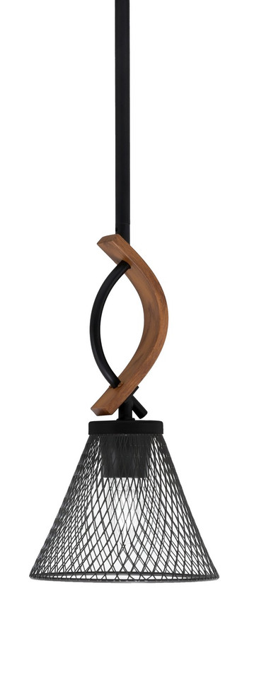 Toltec Lighting - 2901-MBWG-805-MB - One Light Mini Pendant - Monterey - Matte Black & Painted Wood-look Metal