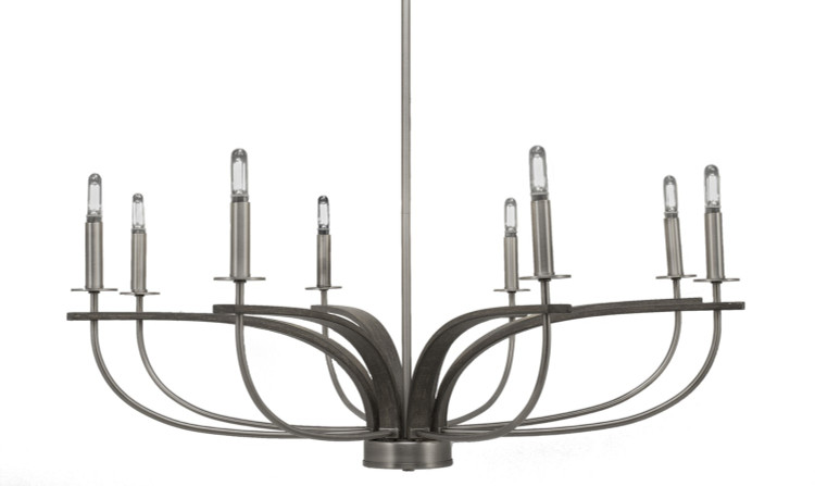 Toltec Lighting - 2908-GPDW - Eight Light Chandelier - Monterey - Graphite & Painted Distressed Wood-look