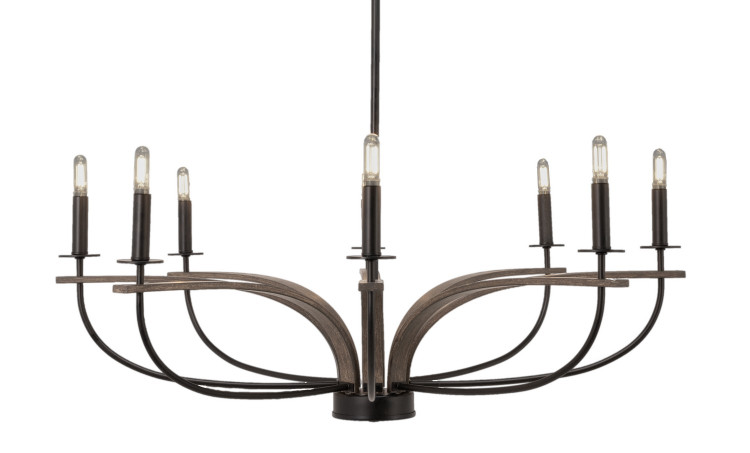 Toltec Lighting - 2908-MBDW - Eight Light Chandelier - Monterey - Matte Black & Painted Distressed Wood-look