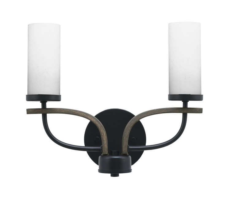Toltec Lighting - 2912-MBDW-801 - Two Light Bathroom Lighting - Monterey - Matte Black & Painted Distressed Wood-look