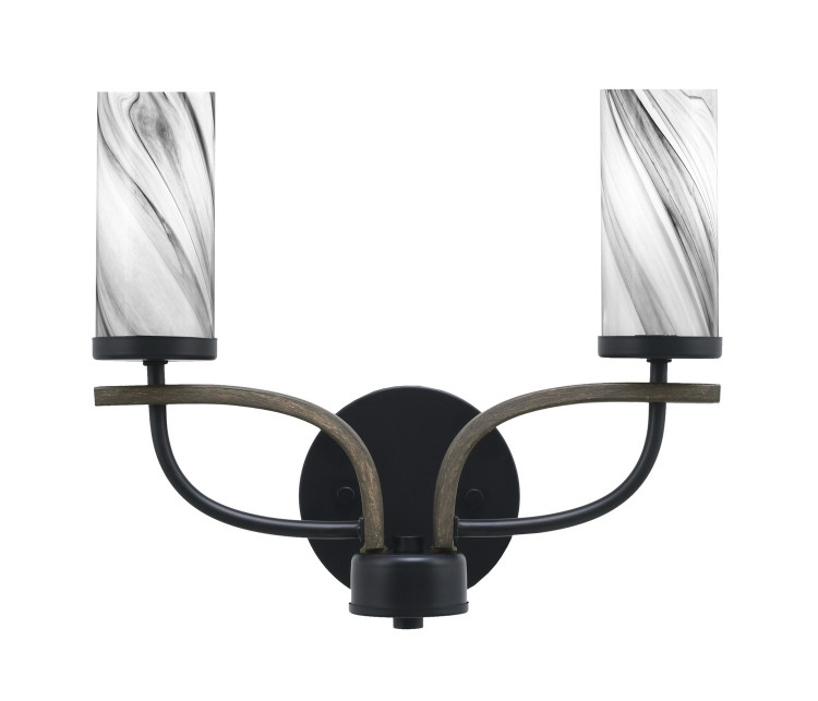 Toltec Lighting - 2912-MBDW-802 - Two Light Bathroom Lighting - Monterey - Matte Black & Painted Distressed Wood-look