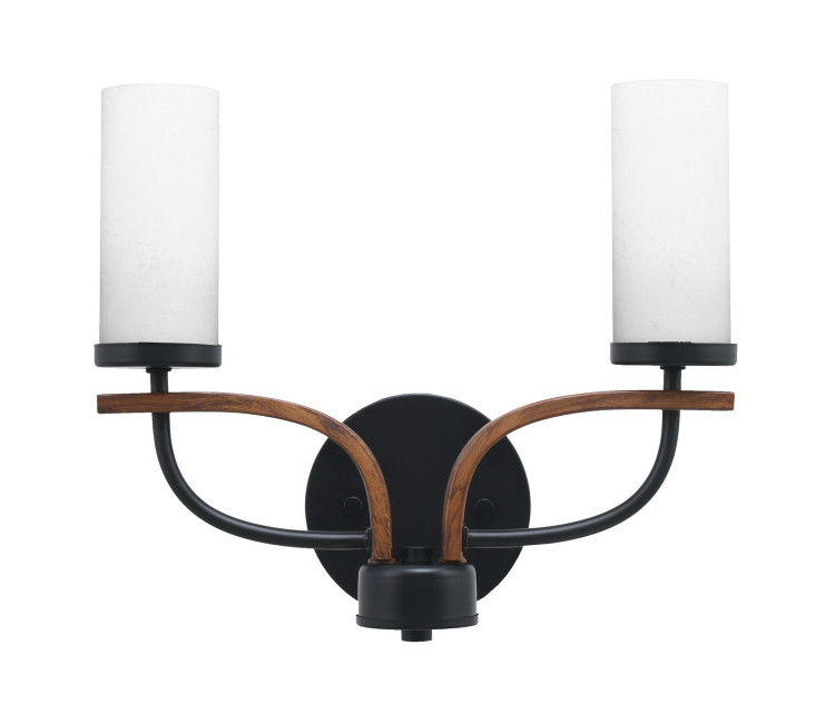 Toltec Lighting - 2912-MBWG-801 - Two Light Bathroom Lighting - Monterey - Matte Black & Painted Wood-look
