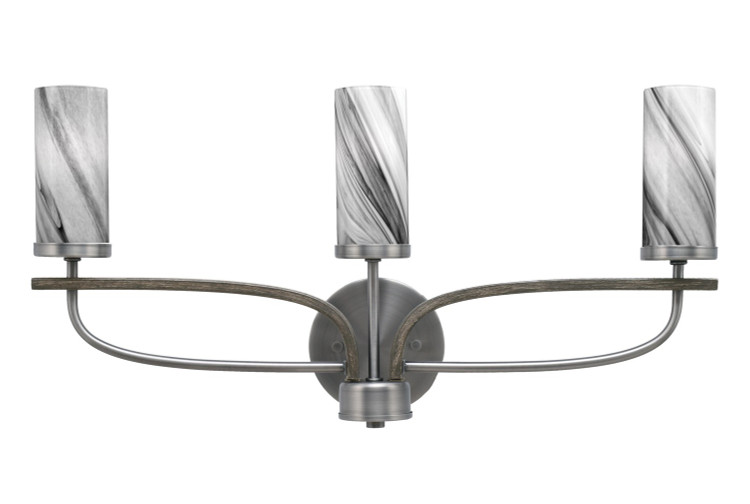 Toltec Lighting - 2913-GPDW-802 - Three Light Bathroom Lighting - Monterey - Graphite & Painted Distressed Wood-look
