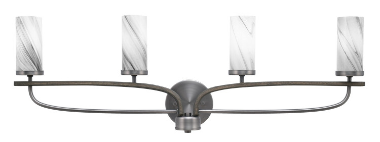 Toltec Lighting - 2914-GPDW-802 - Four Light Bathroom Lighting - Monterey - Graphite & Painted Distressed Wood-look