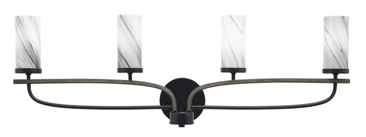 Toltec Lighting - 2914-MBDW-802 - Four Light Bathroom Lighting - Monterey - Matte Black & Painted Distressed Wood-look