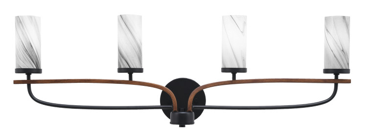 Toltec Lighting - 2914-MBWG-802 - Four Light Bathroom Lighting - Monterey - Matte Black & Painted Wood-look