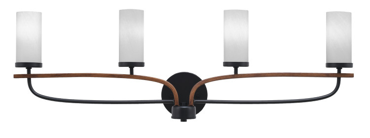 Toltec Lighting - 2914-MBWG-811 - Four Light Bathroom Lighting - Monterey - Matte Black & Painted Wood-look