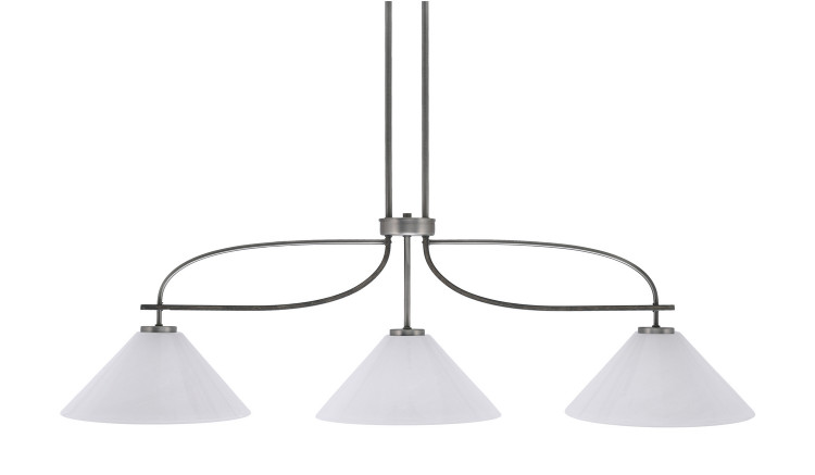 Toltec Lighting - 2936-GPDW-2121 - Three Light Island Pendant - Monterey - Graphite & Painted Distressed Wood-look