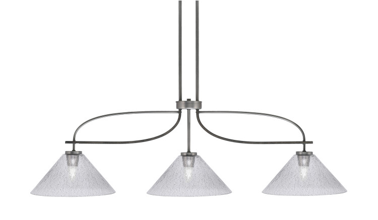 Toltec Lighting - 2936-GPDW-2122 - Three Light Island Pendant - Monterey - Graphite & Painted Distressed Wood-look