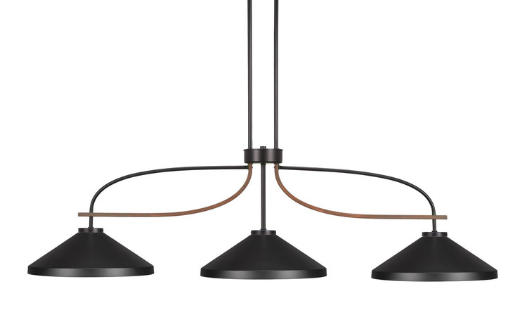 Toltec Lighting - 2936-MBWG-424-MB - Three Light Bar - Monterey - Matte Black & Painted Wood-look Metal