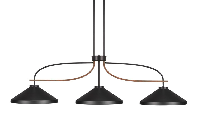Toltec Lighting - 2936-MBWG-424-MB - Three Light Billiard/Island - Monterey - Matte Black & Painted Wood-look