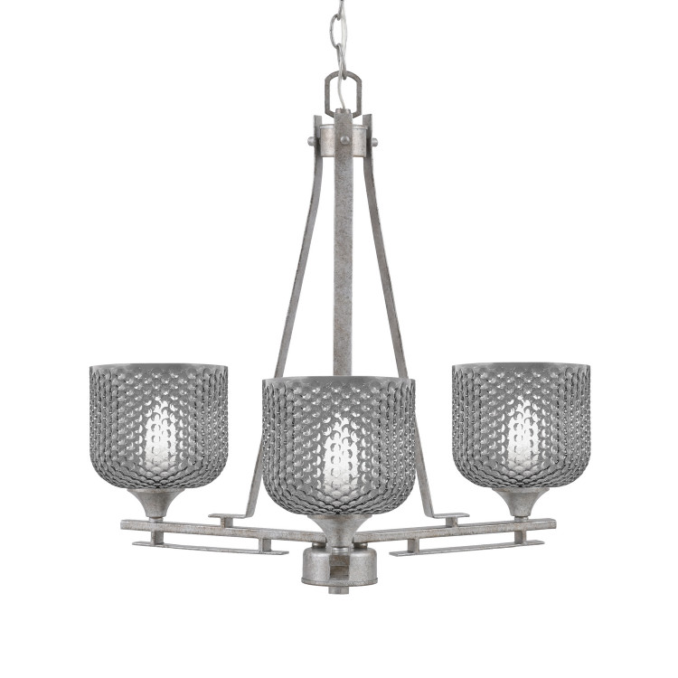 Toltec Lighting - 323-AS-4612 - Three Light Chandelier - Uptowne - Aged Silver