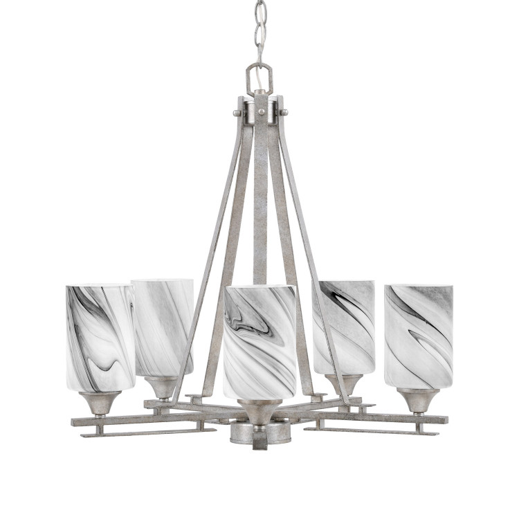 Toltec Lighting - 325-AS-3009 - Five Light Chandelier - Uptowne - Aged Silver