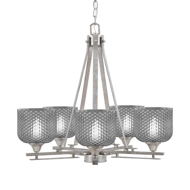 Toltec Lighting - 325-AS-4612 - Five Light Chandelier - Uptowne - Aged Silver