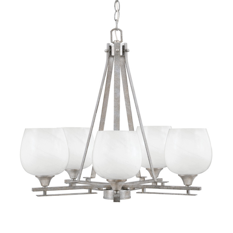 Toltec Lighting - 325-AS-4811 - Five Light Chandelier - Uptowne - Aged Silver