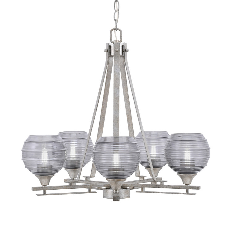 Toltec Lighting - 325-AS-5112 - Five Light Chandelier - Uptowne - Aged Silver