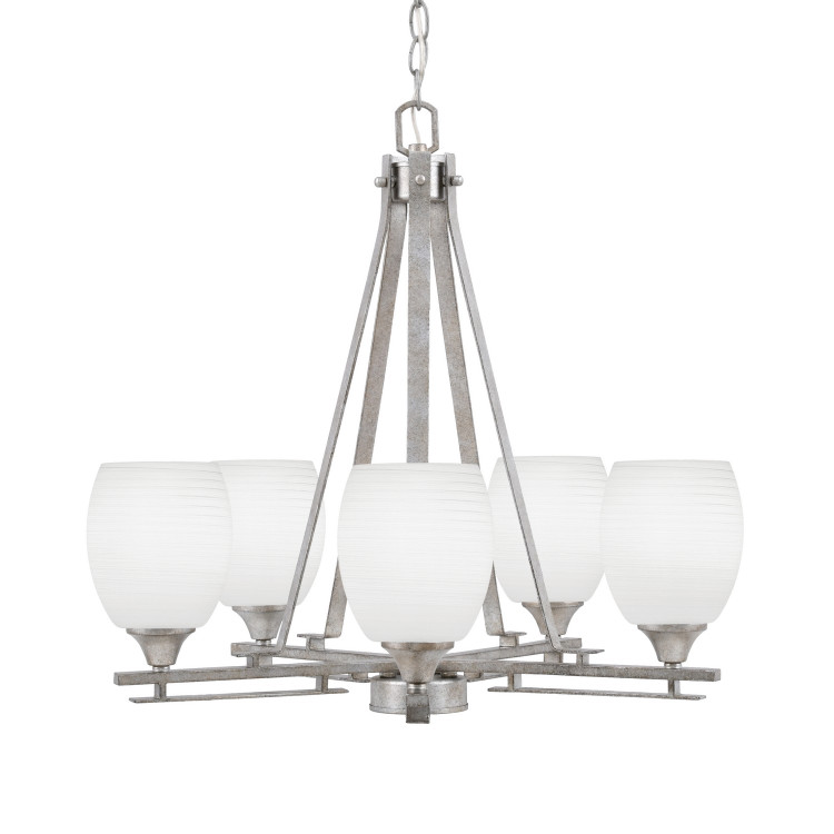 Toltec Lighting - 325-AS-615 - Five Light Chandelier - Uptowne - Aged Silver