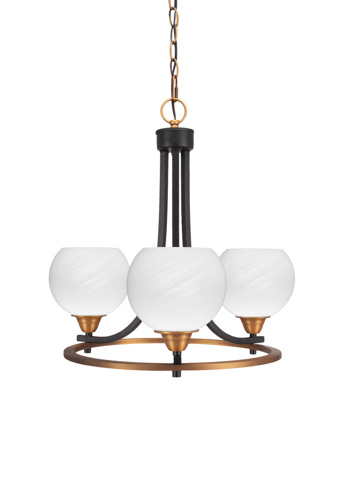 Toltec Lighting - 3403-MBBR-4101 - Three Light Chandelier - Paramount - Matte Black & Brass