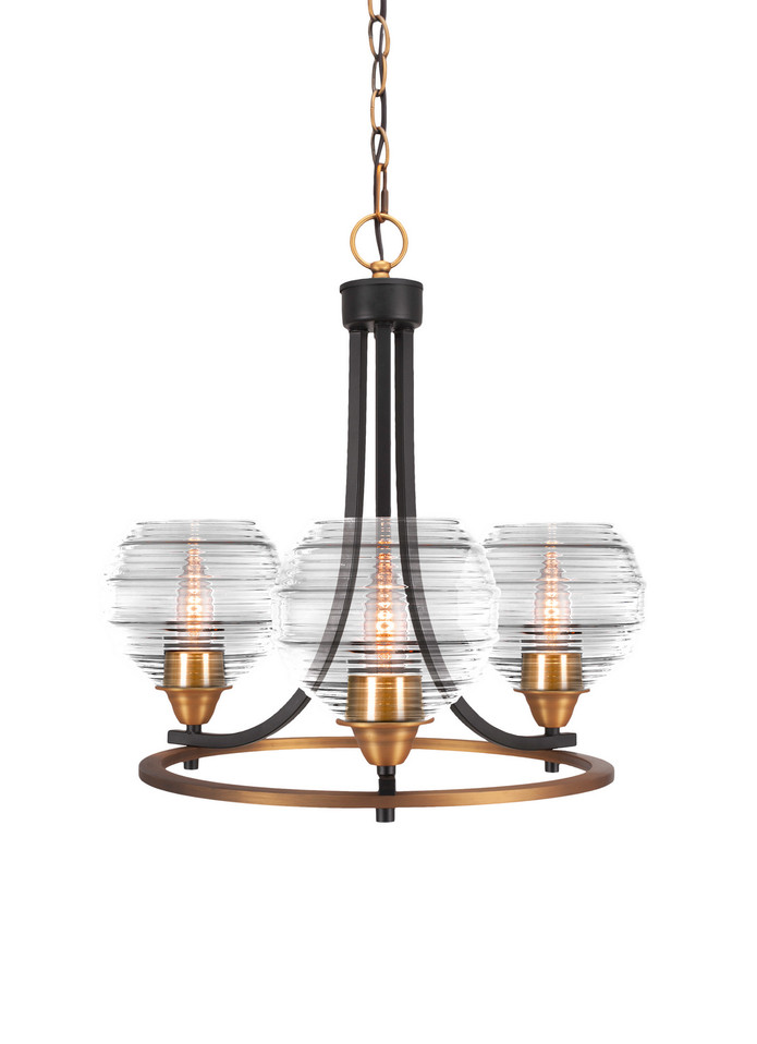Toltec Lighting - 3403-MBBR-5110 - Three Light Chandelier - Paramount - Matte Black & Brass