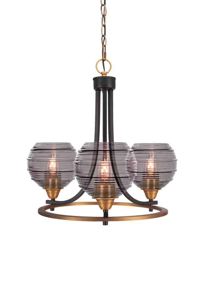 Toltec Lighting - 3403-MBBR-5112 - Three Light Chandelier - Paramount - Matte Black & Brass