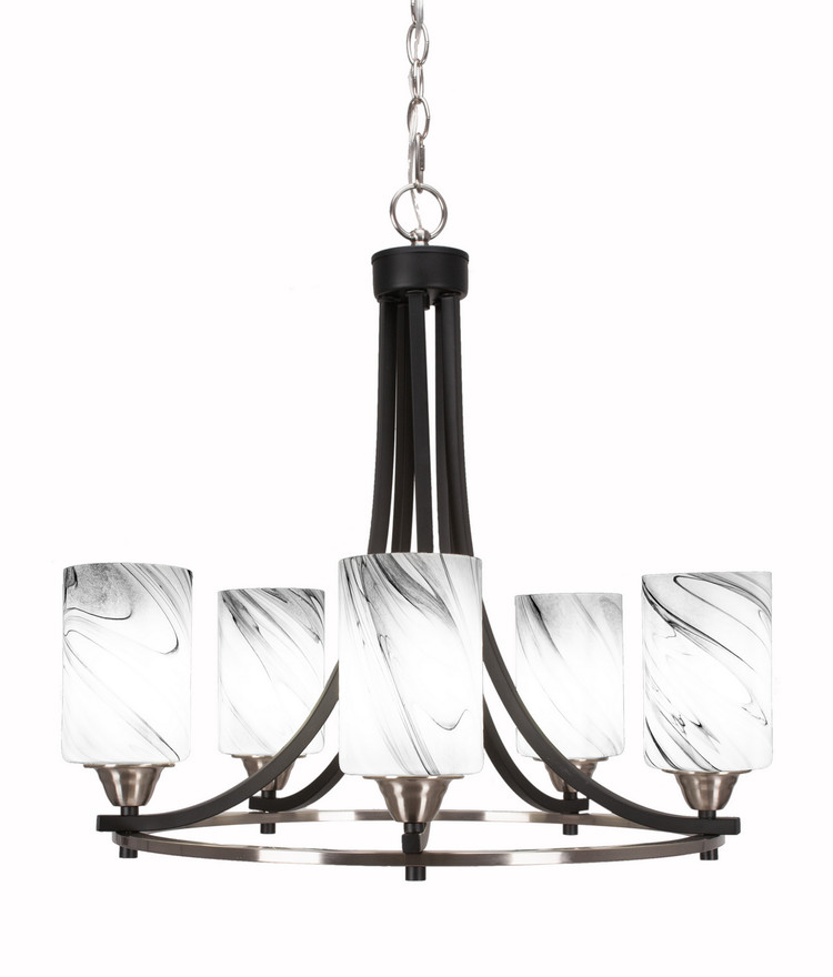 Toltec Lighting - 3405-MBBN-3009 - Five Light Chandelier - Paramount - Matte Black & Brushed Nickel