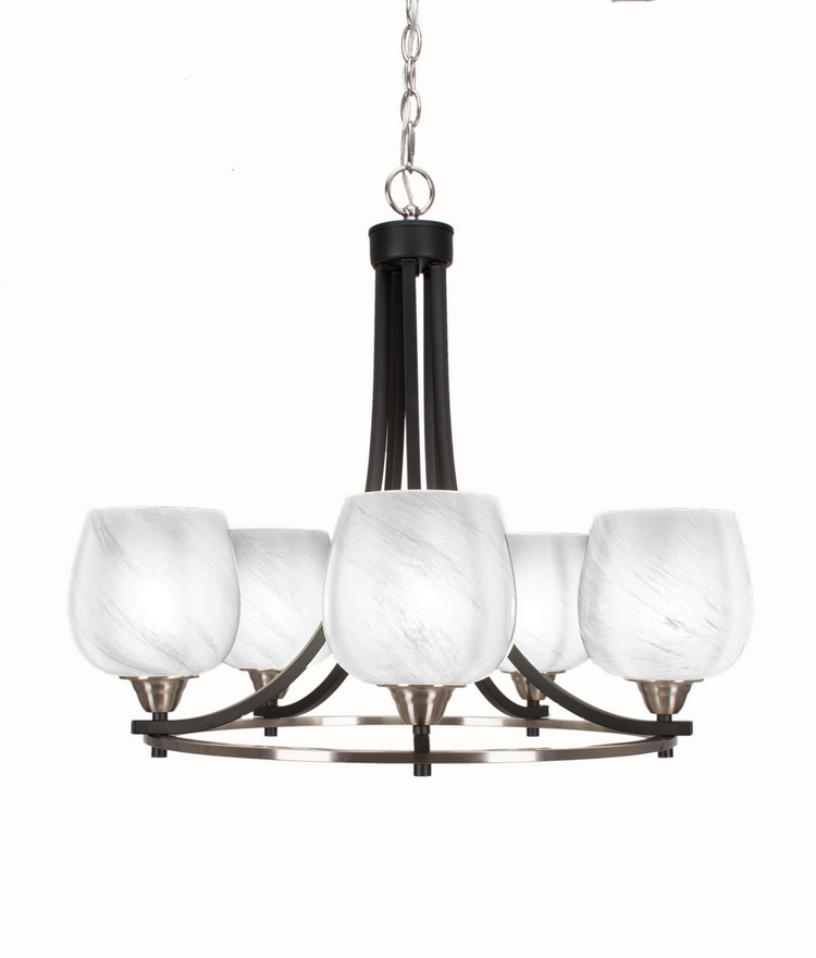 Toltec Lighting - 3405-MBBN-4811 - Five Light Chandelier - Paramount - Matte Black & Brushed Nickel