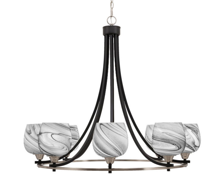 Toltec Lighting - 3408-MBBN-4819 - Eight Light Chandelier - Paramount - Matte Black & Brushed Nickel