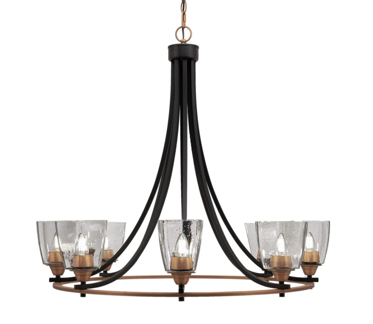 Toltec Lighting - 3408-MBBR-461 - Eight Light Chandelier - Paramount - Matte Black & Brass