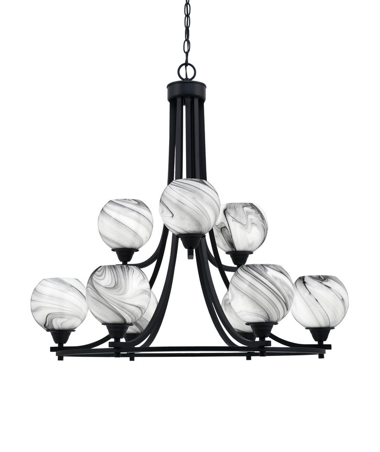 Toltec Lighting - 3409-MB-4109 - Nine Light Chandelier - Paramount - Matte Black