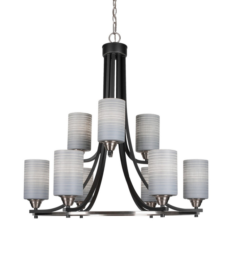 Toltec Lighting - 3409-MBBN-4062 - Nine Light Chandelier - Paramount - Matte Black & Brushed Nickel