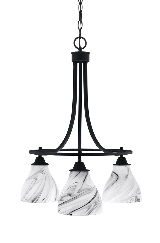 Toltec Lighting - 3413-MB-4769 - Three Light Chandelier - Paramount - Matte Black