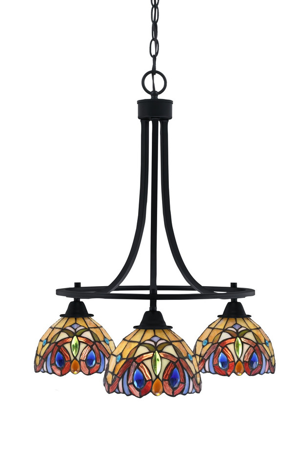 Toltec Lighting - 3413-MB-9445 - Three Light Chandelier - Paramount - Matte Black